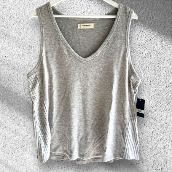 Lucky Brand Women's Heather Grey Hacci Summer Rib Tank Size XL NWT - Picture 1 of 11